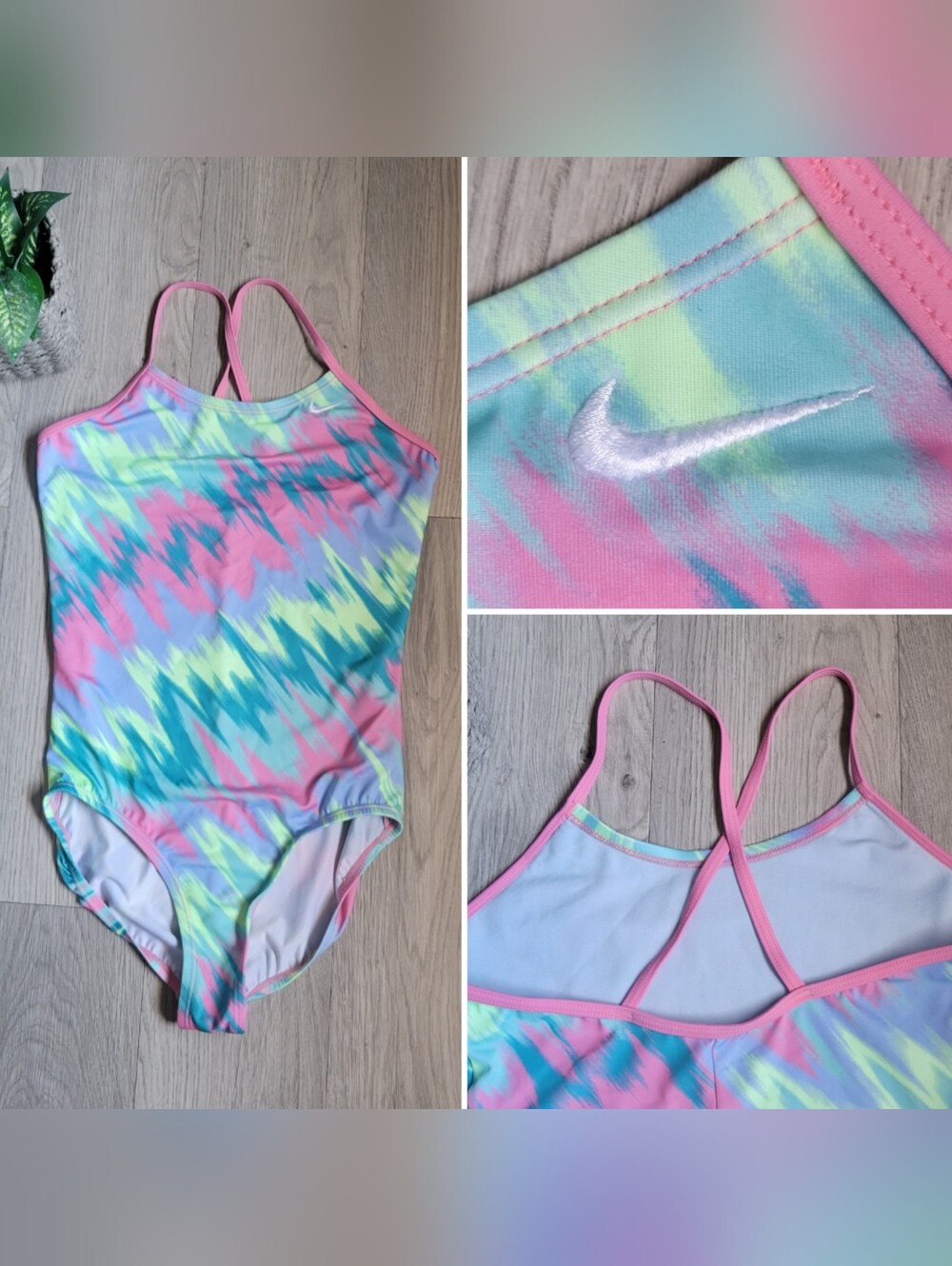 Nike Immiscible Multi-colored Tie-Dye One-piece Swimsuit, Girls Large 12-13 YRS